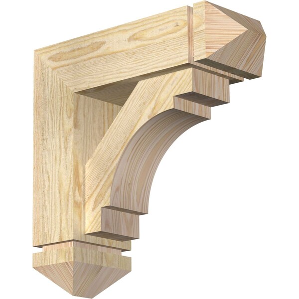 Ekena Millwork Merced Arts and Crafts Rough Sawn Bracket w/ Offset Brace, Douglas Fir, 6"W x 18"D x 18"H BKT0604X18X18MRC03RDF - main
